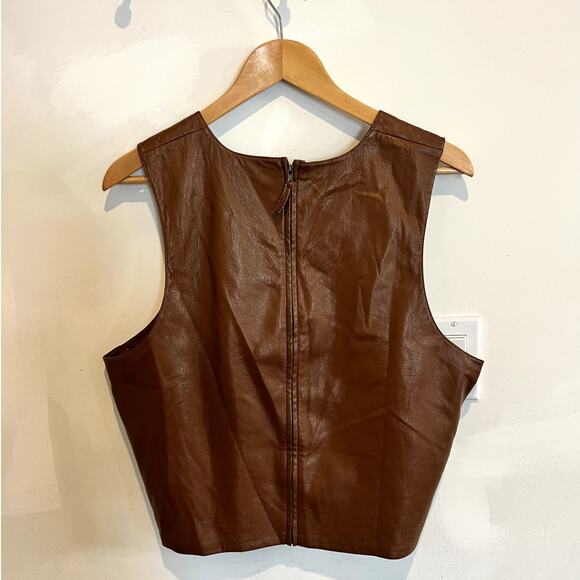 Good American | Better Than Leather Shell Crop Tank Burnt Caramel Size 5 2XL - Picture 6 of 9